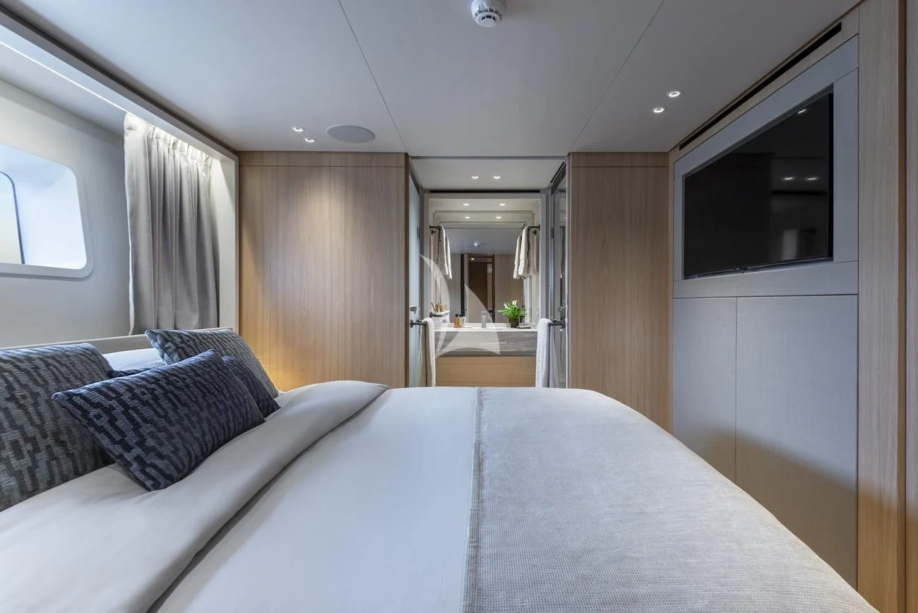 a bed in a room aboard FATSA Yacht for Sale