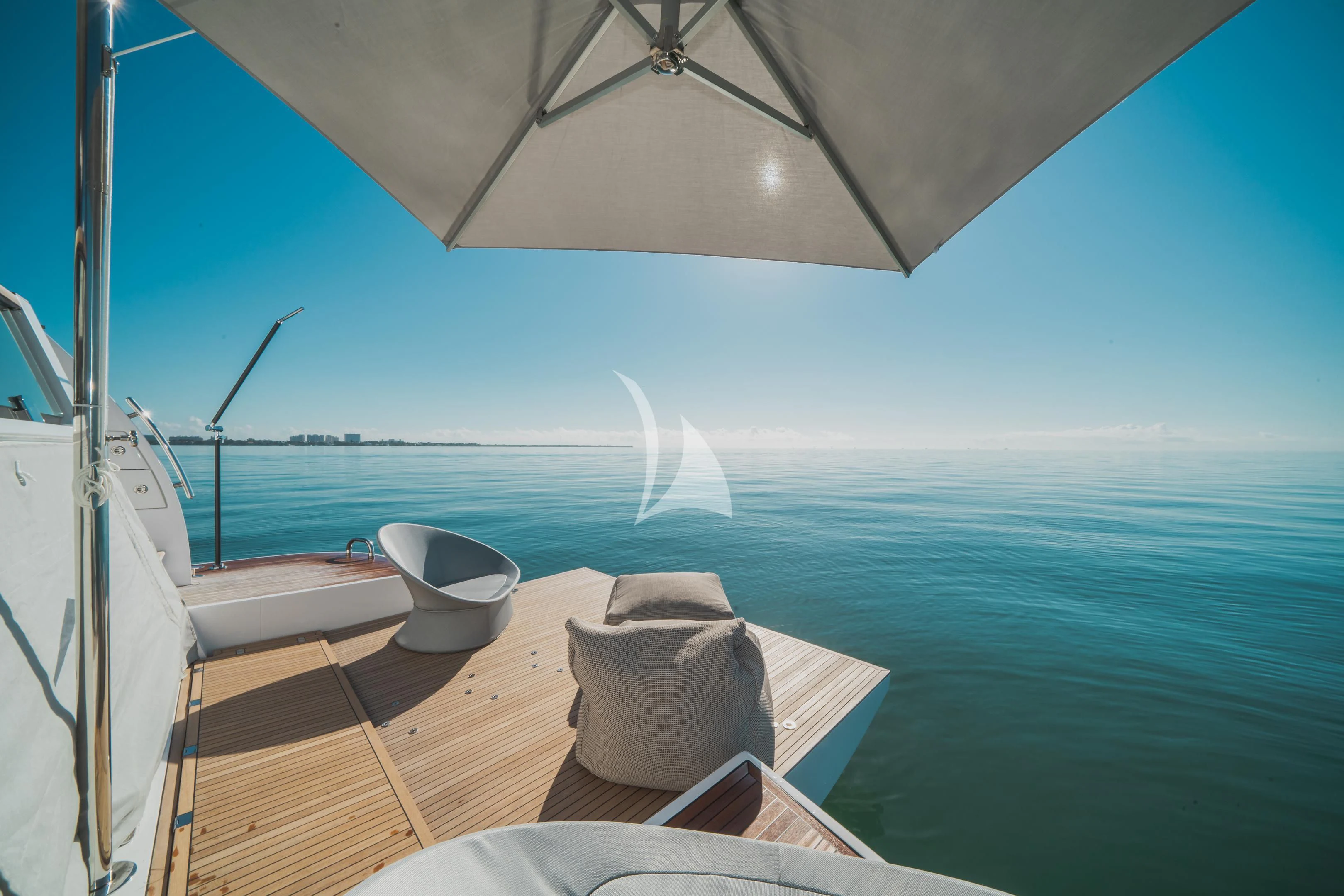 a boat with a view of the water and the sun shining on it aboard GUBA TIMES Yacht for Charter