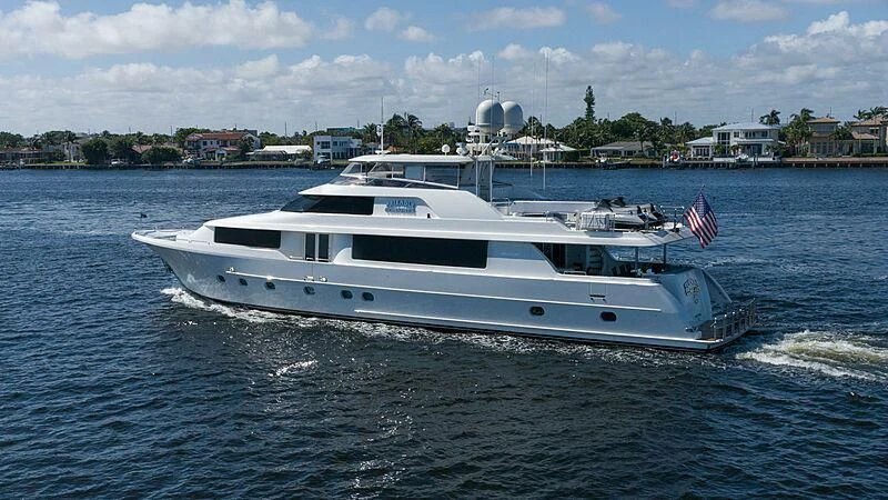 a boat on the water aboard AMAZING GRACE Yacht for Sale