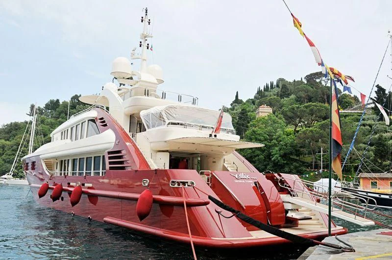 a boat docked at a pier aboard LEDRA Yacht for Sale