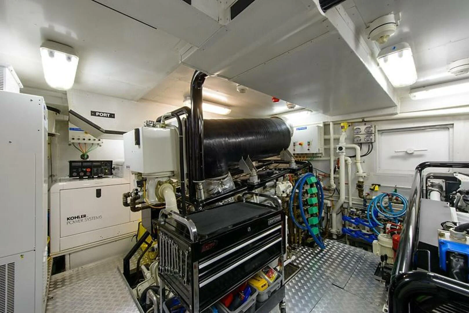 a room with machinery aboard XOXO Yacht for Sale