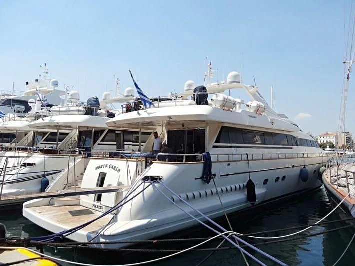 a boat docked at a pier aboard MONTE CARLO Yacht for Sale