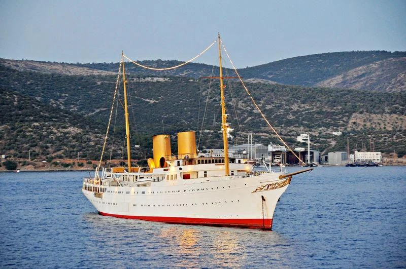 a boat in the water aboard SAVARONA Yacht for Sale