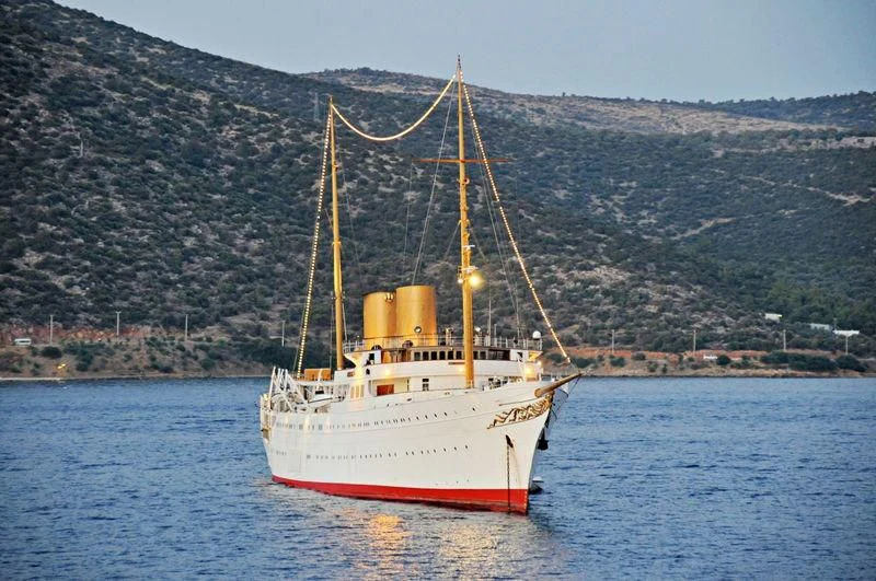 a sailboat on the water aboard SAVARONA Yacht for Sale
