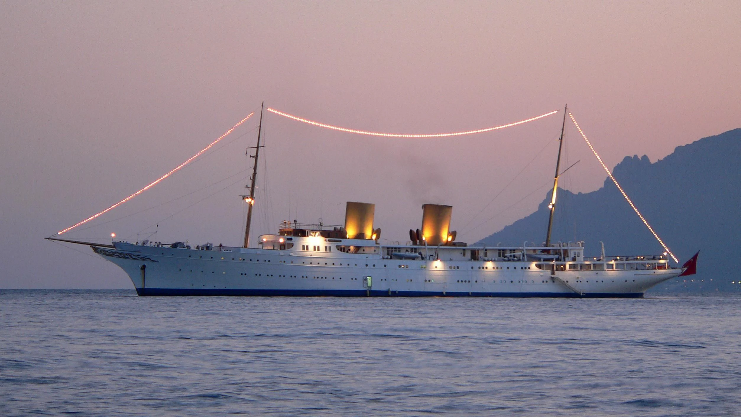a boat on the water aboard SAVARONA Yacht for Sale