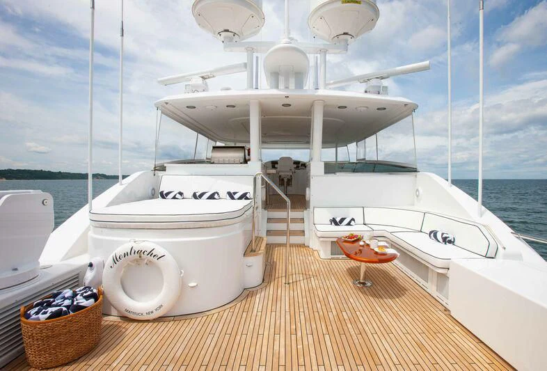 a boat on a deck aboard BRAVEHEART Yacht for Sale