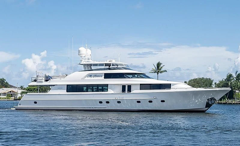 a white yacht on the water aboard BRAVEHEART Yacht for Sale