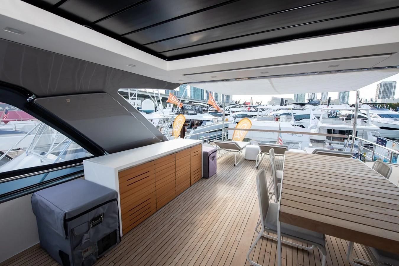 inside of a car aboard MARAVI Yacht for Sale