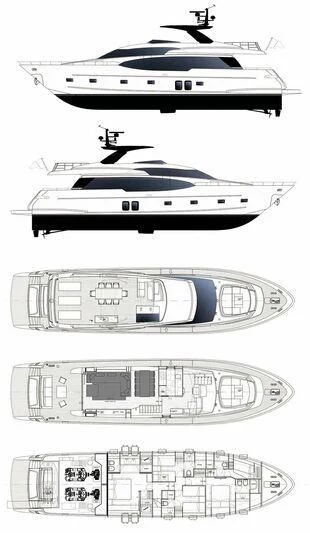 diagram, engineering drawing aboard MARAVI Yacht for Sale