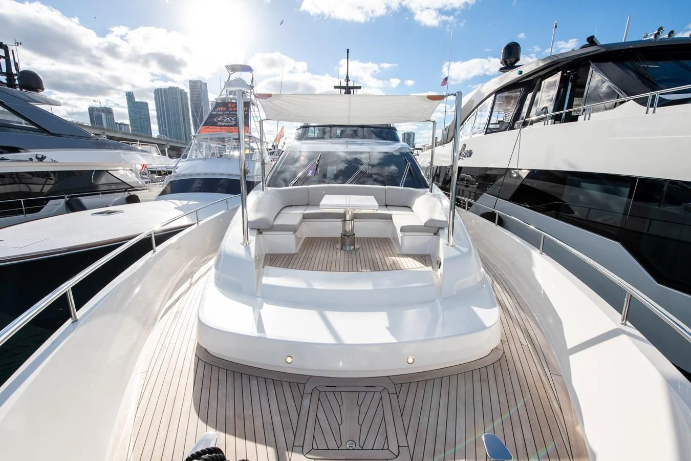 a group of yachts in a harbor aboard MARAVI Yacht for Sale