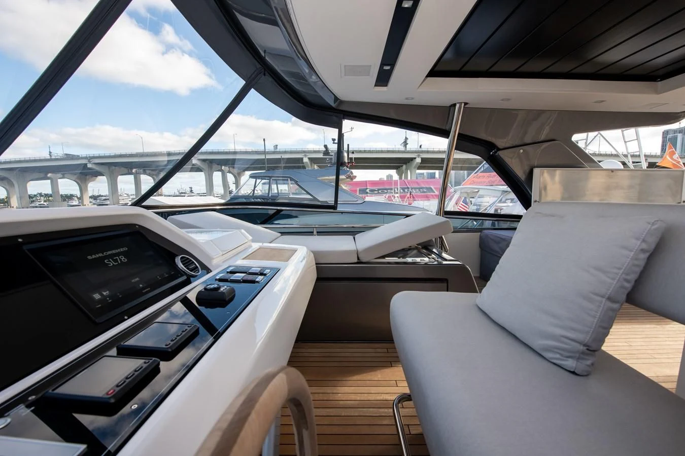 inside of a car aboard MARAVI Yacht for Sale