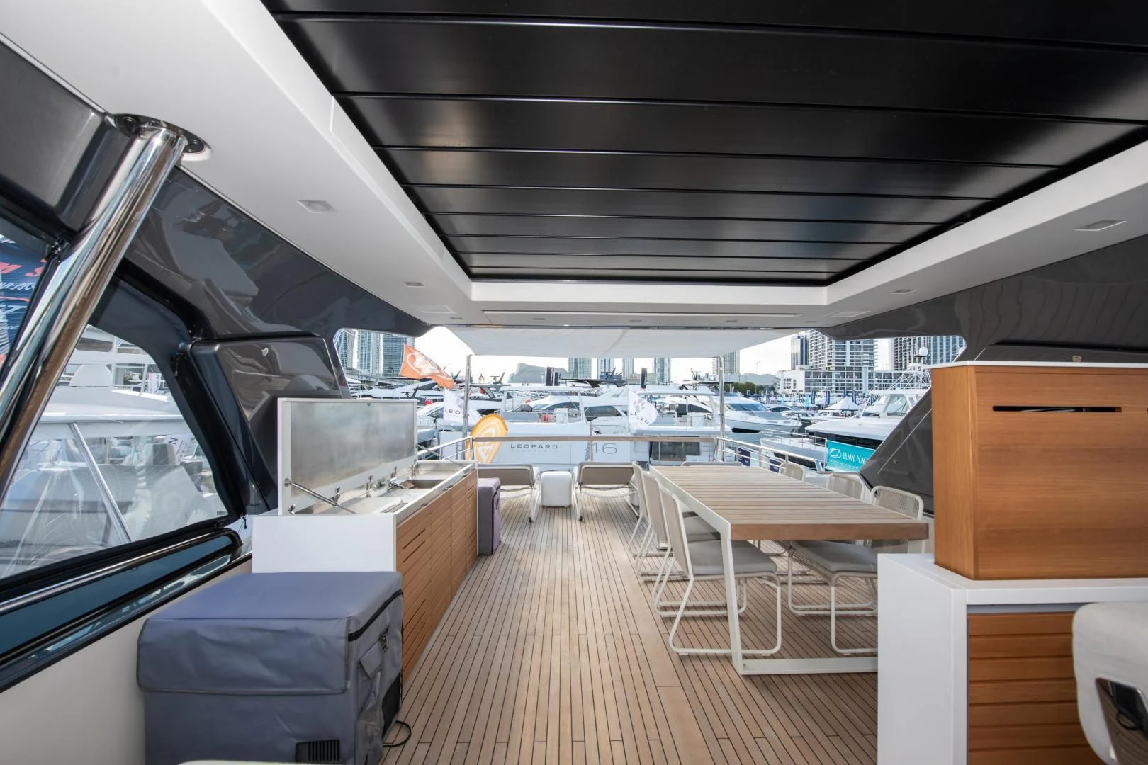 inside of a car aboard MARAVI Yacht for Sale