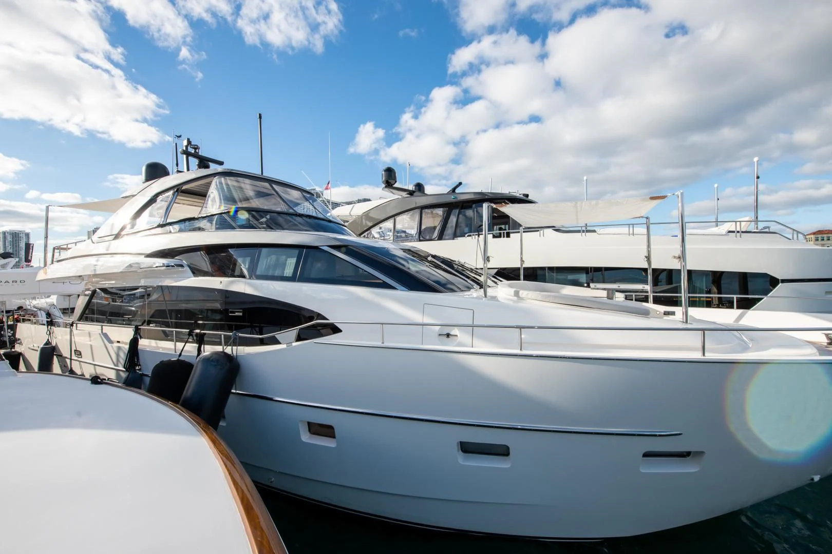 a yacht docked at a pier aboard MARAVI Yacht for Sale