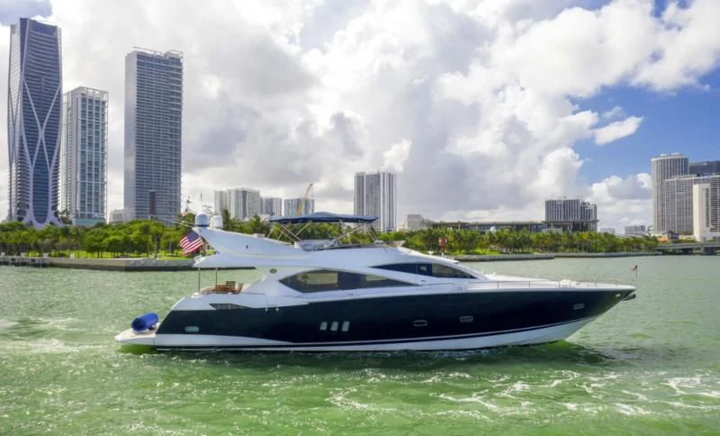 a boat on the water aboard FINS UP Yacht for Sale