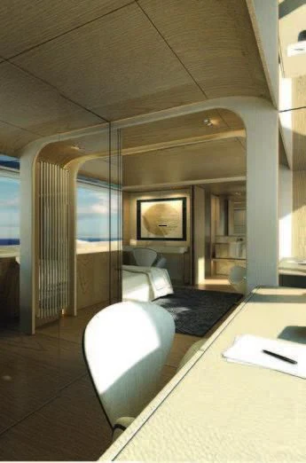 a room with a couch and a table aboard KOJU Yacht for Sale