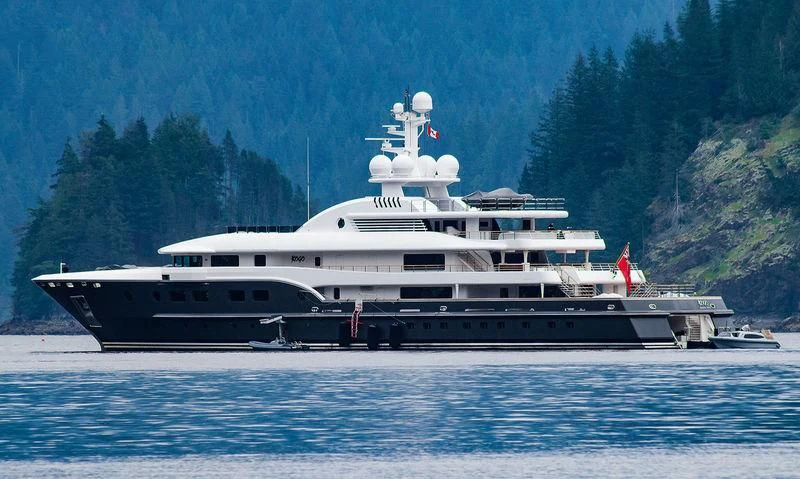 a large ship in the water aboard KOJU Yacht for Sale