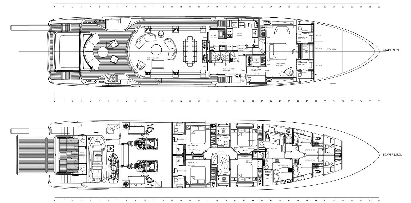 diagram, engineering drawing aboard KOJU Yacht for Sale