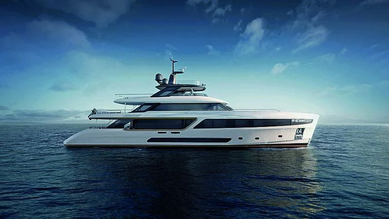 a white yacht in the water aboard KOJU Yacht for Sale