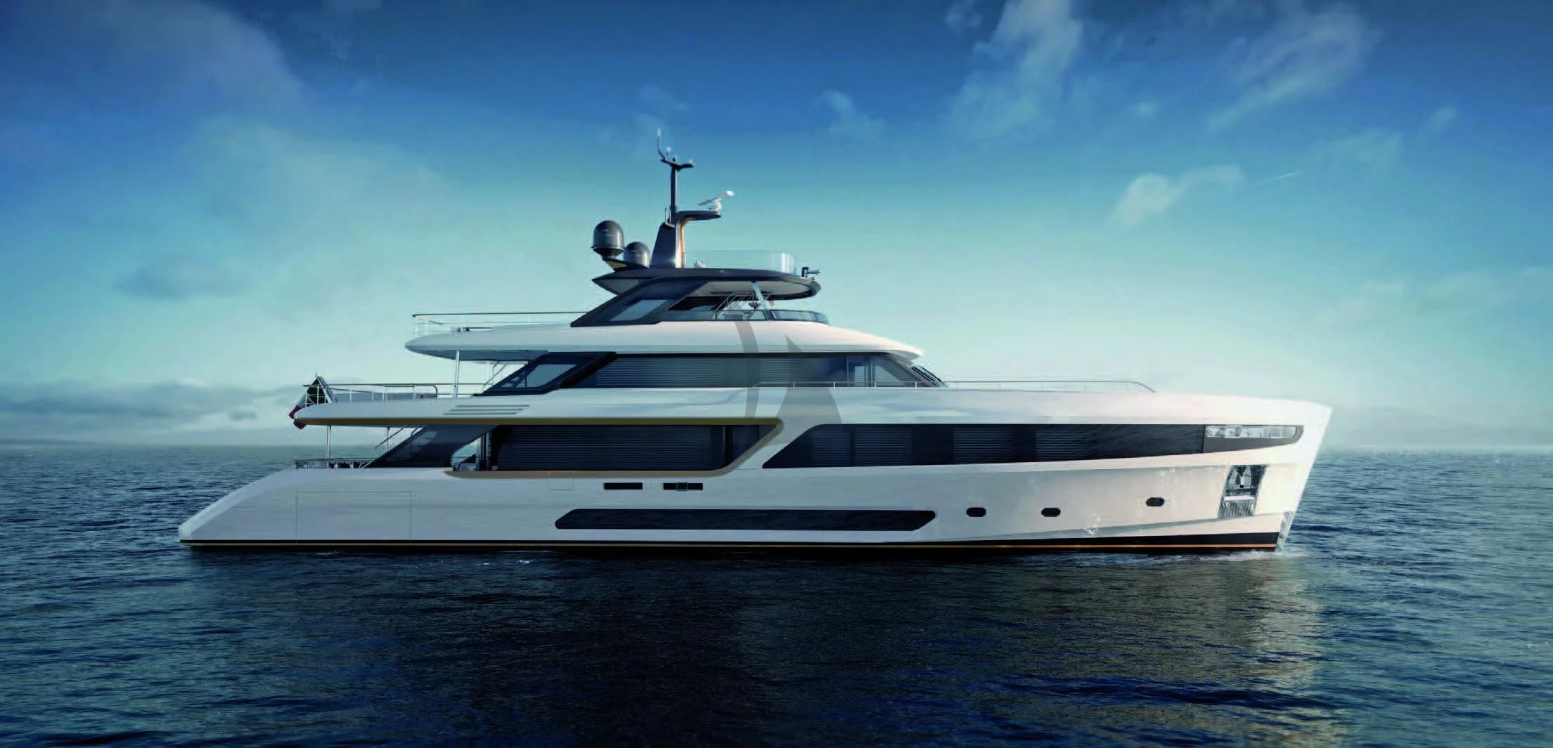 a white yacht on the water aboard KOJU Yacht for Sale