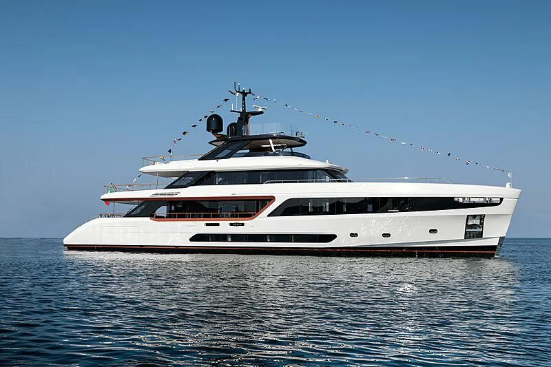 a white yacht on the water aboard KOJU Yacht for Sale
