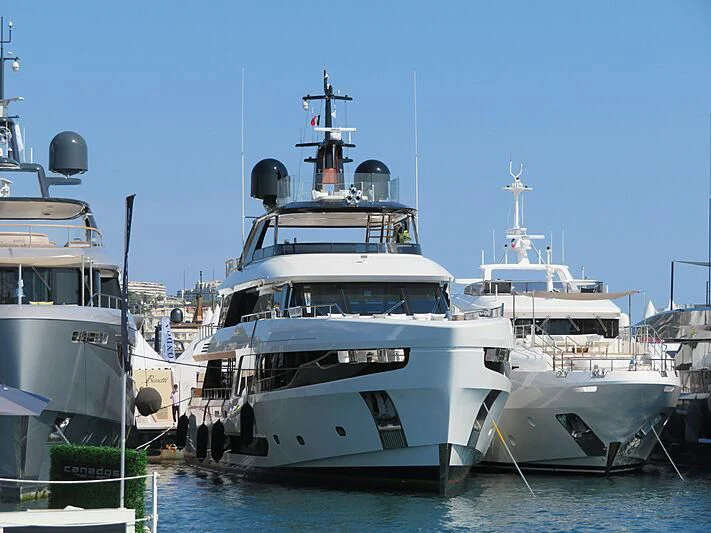 several boats in a harbor aboard KOJU Yacht for Sale