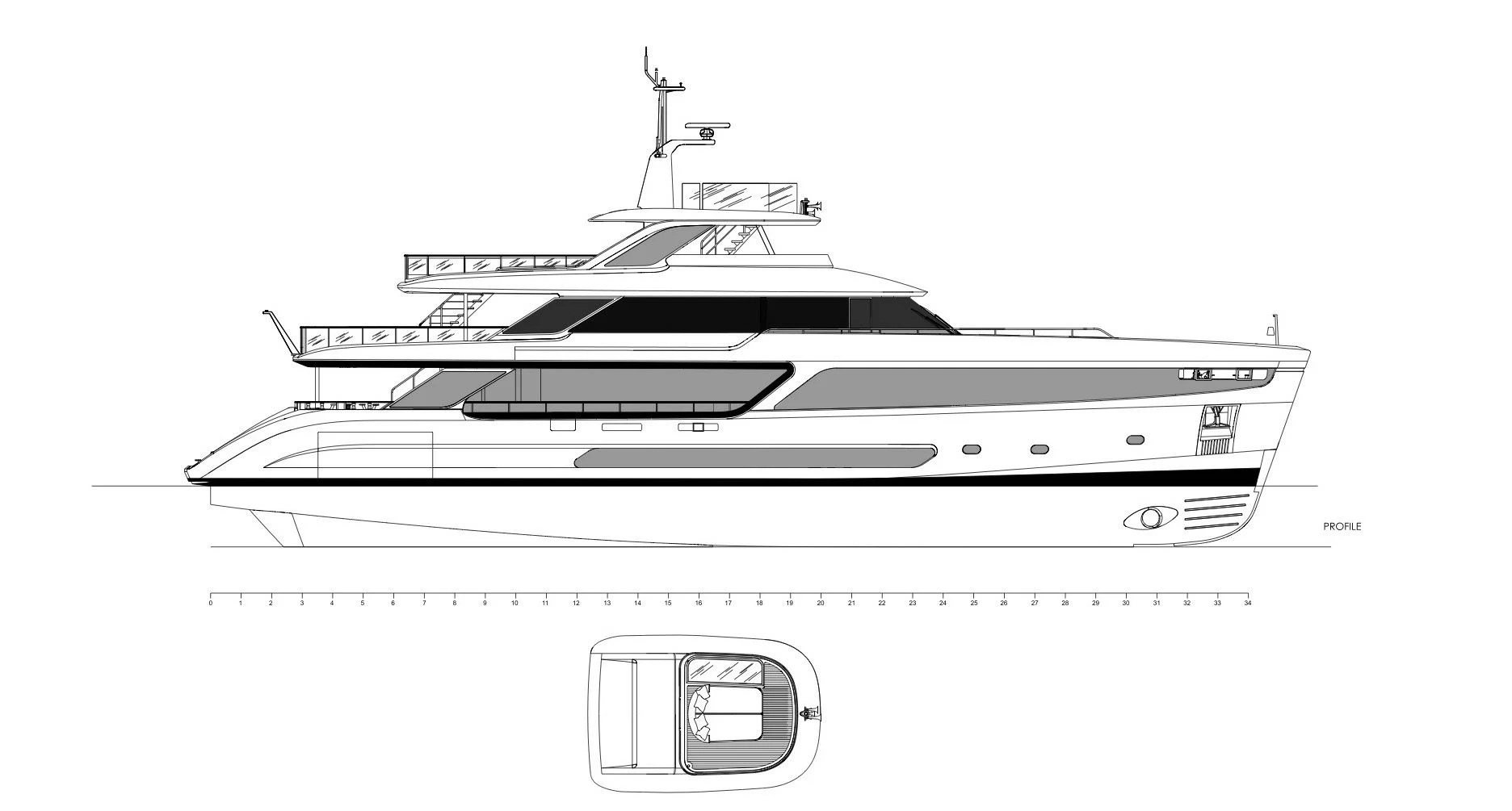 diagram, engineering drawing aboard KOJU Yacht for Sale