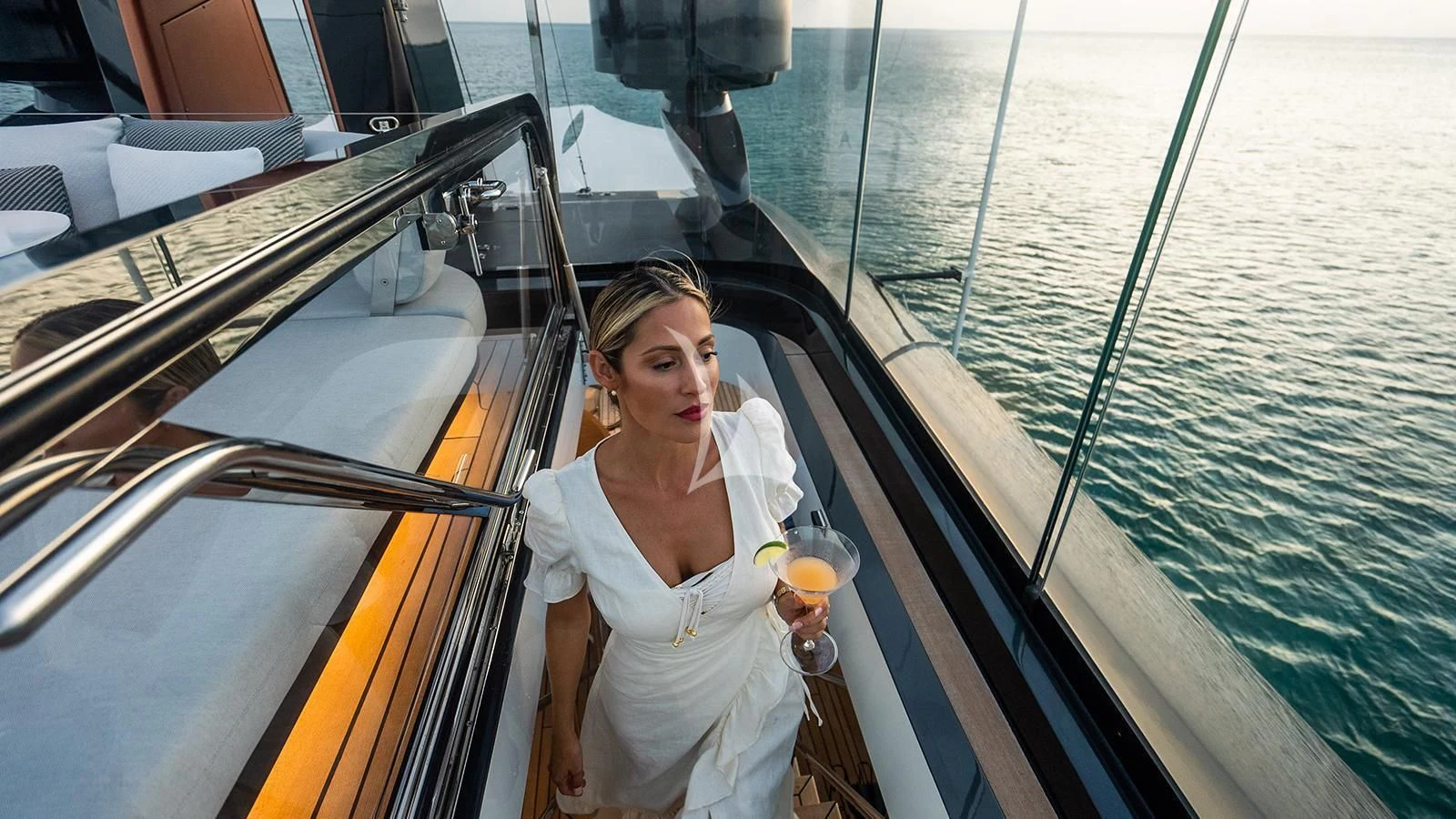 a person on a boat aboard KOJU Yacht for Sale