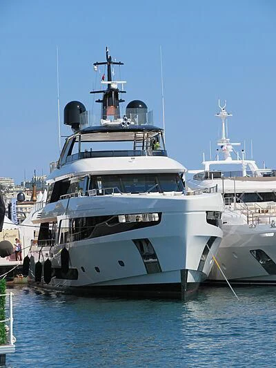a large white boat in the water aboard KOJU Yacht for Sale