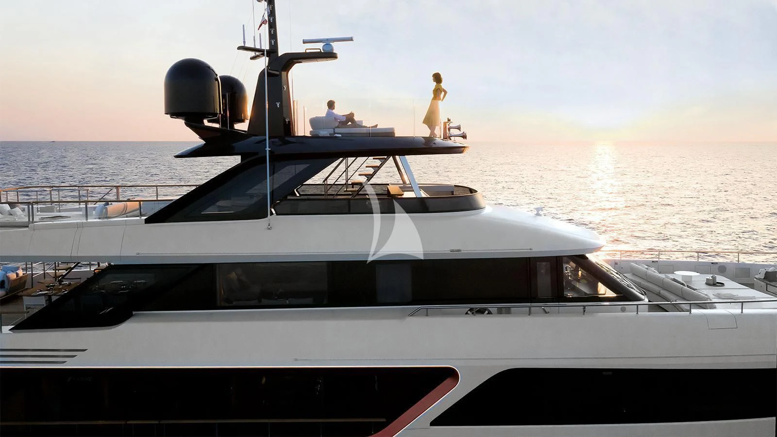 a boat with a person sitting on the front aboard KOJU Yacht for Sale