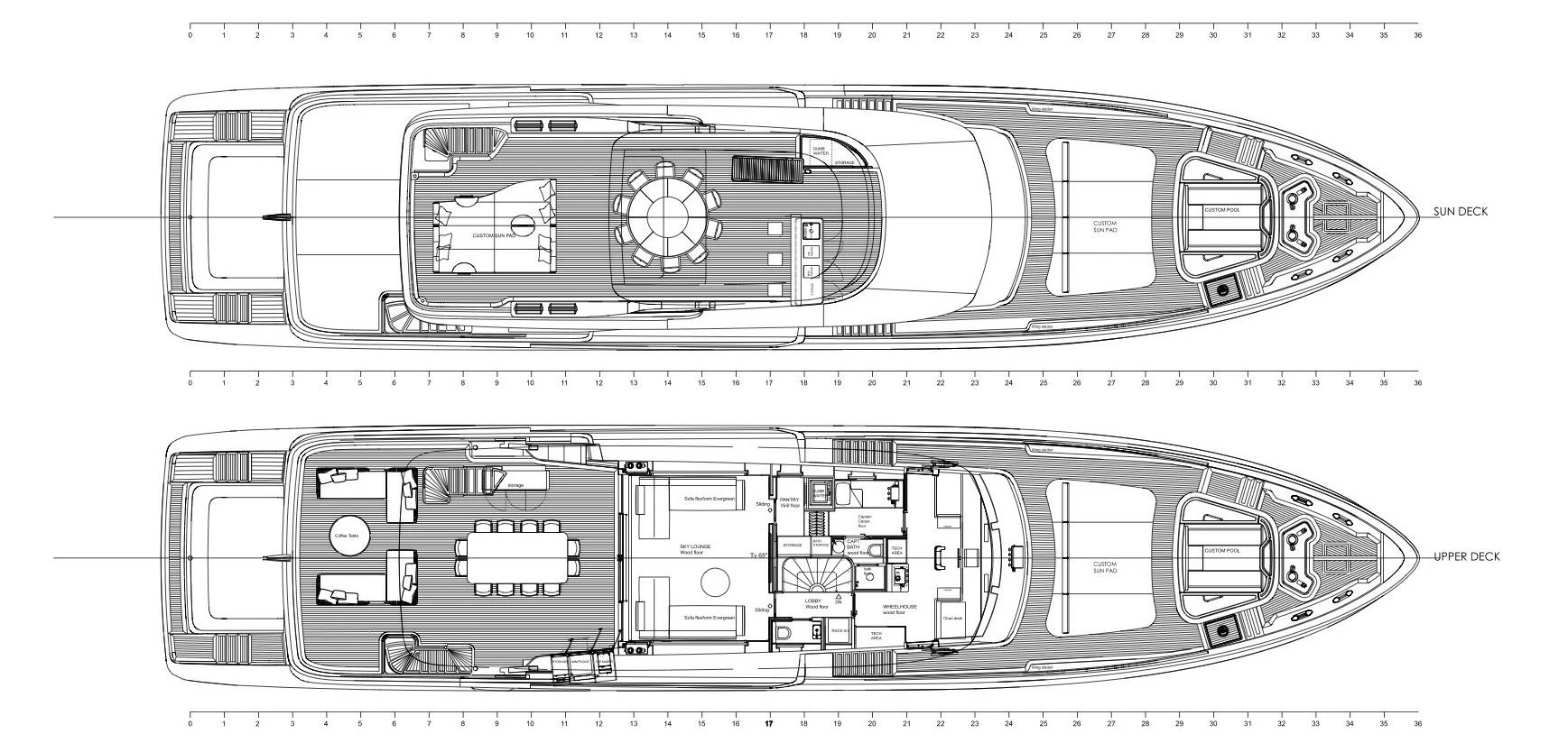 diagram, engineering drawing aboard KOJU Yacht for Sale