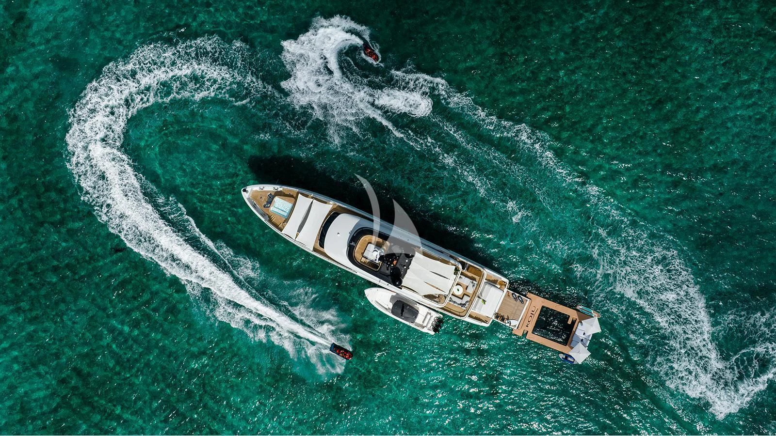 a boat in the water aboard KOJU Yacht for Sale