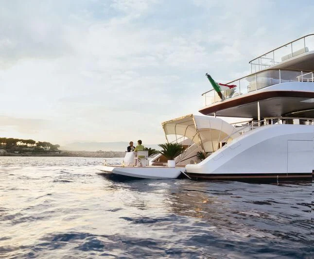 a couple people on a boat aboard KOJU Yacht for Sale