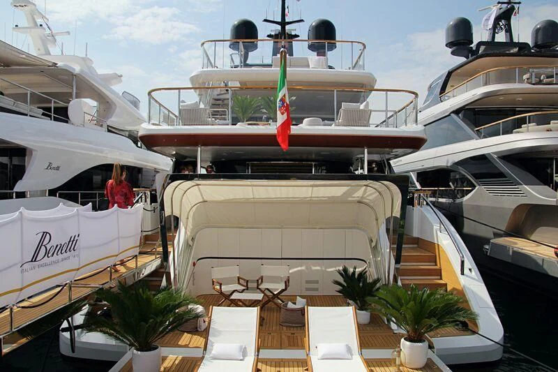 a group of boats in a harbor aboard KOJU Yacht for Sale