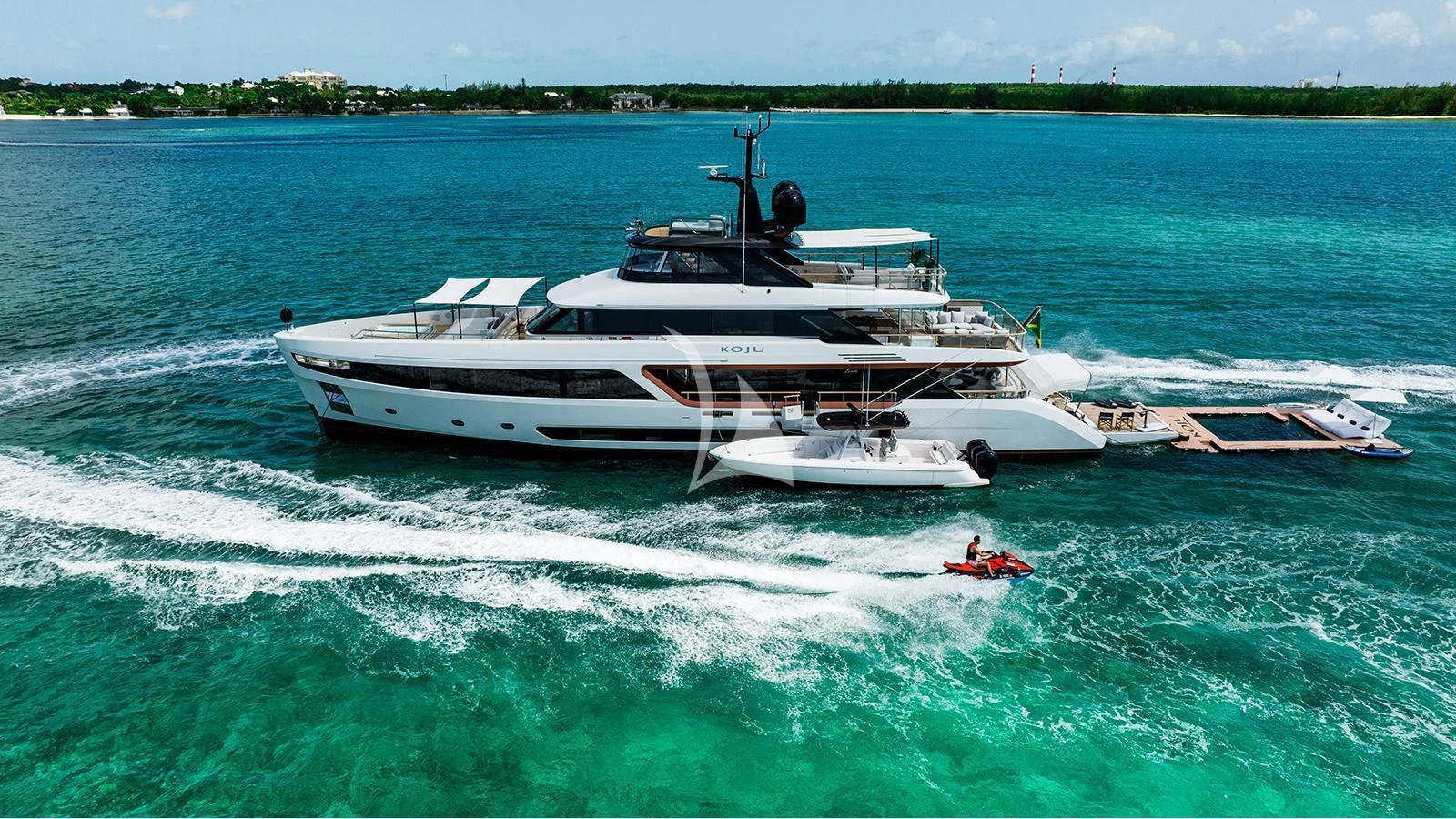 a boat on the water aboard KOJU Yacht for Sale