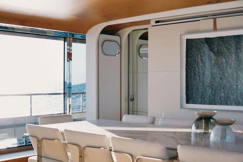 a room with a large window aboard KOJU Yacht for Sale