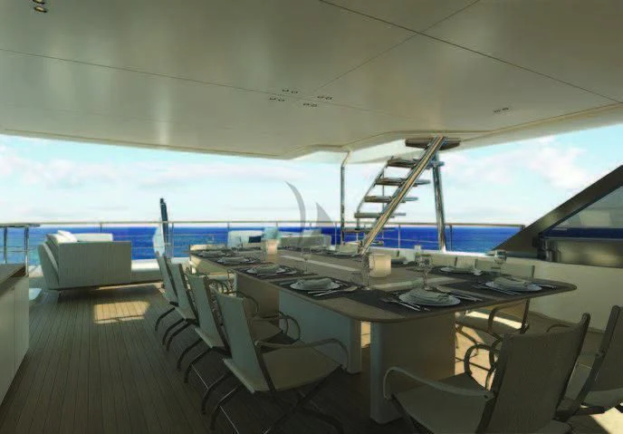 a room with a large window aboard KOJU Yacht for Sale