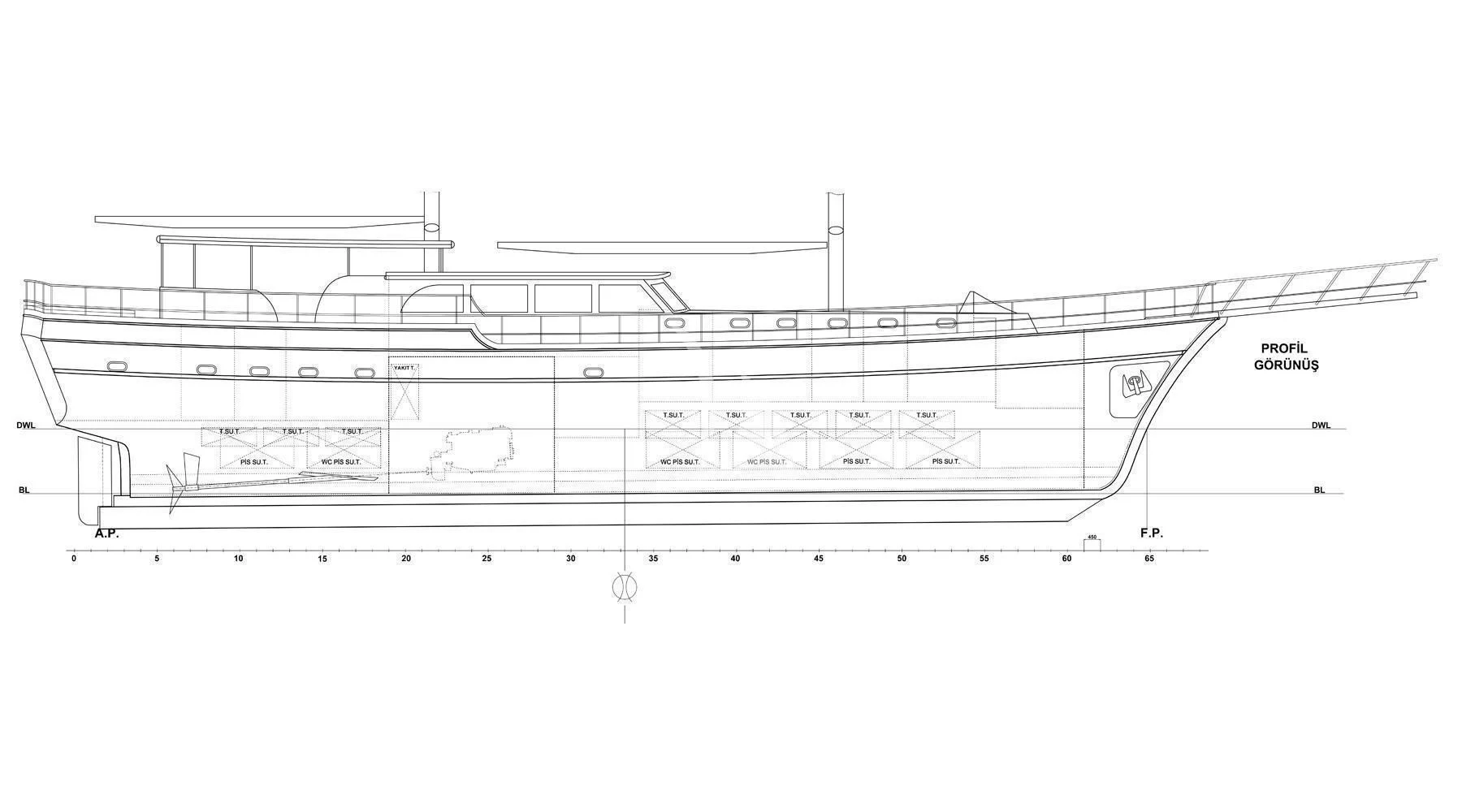 diagram, engineering drawing aboard QUESTA VITA Yacht for Sale