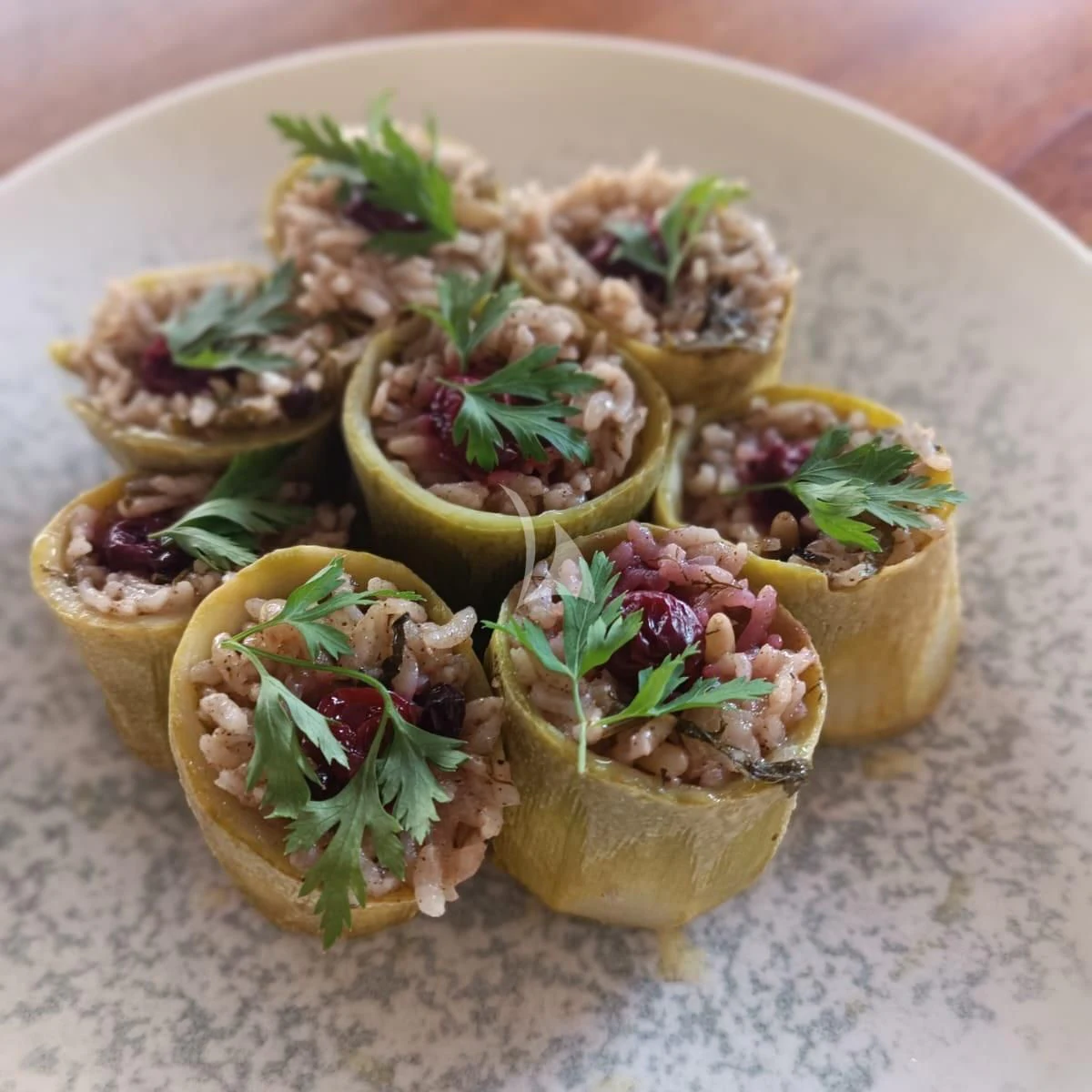 a plate of food aboard QUESTA VITA Yacht for Sale