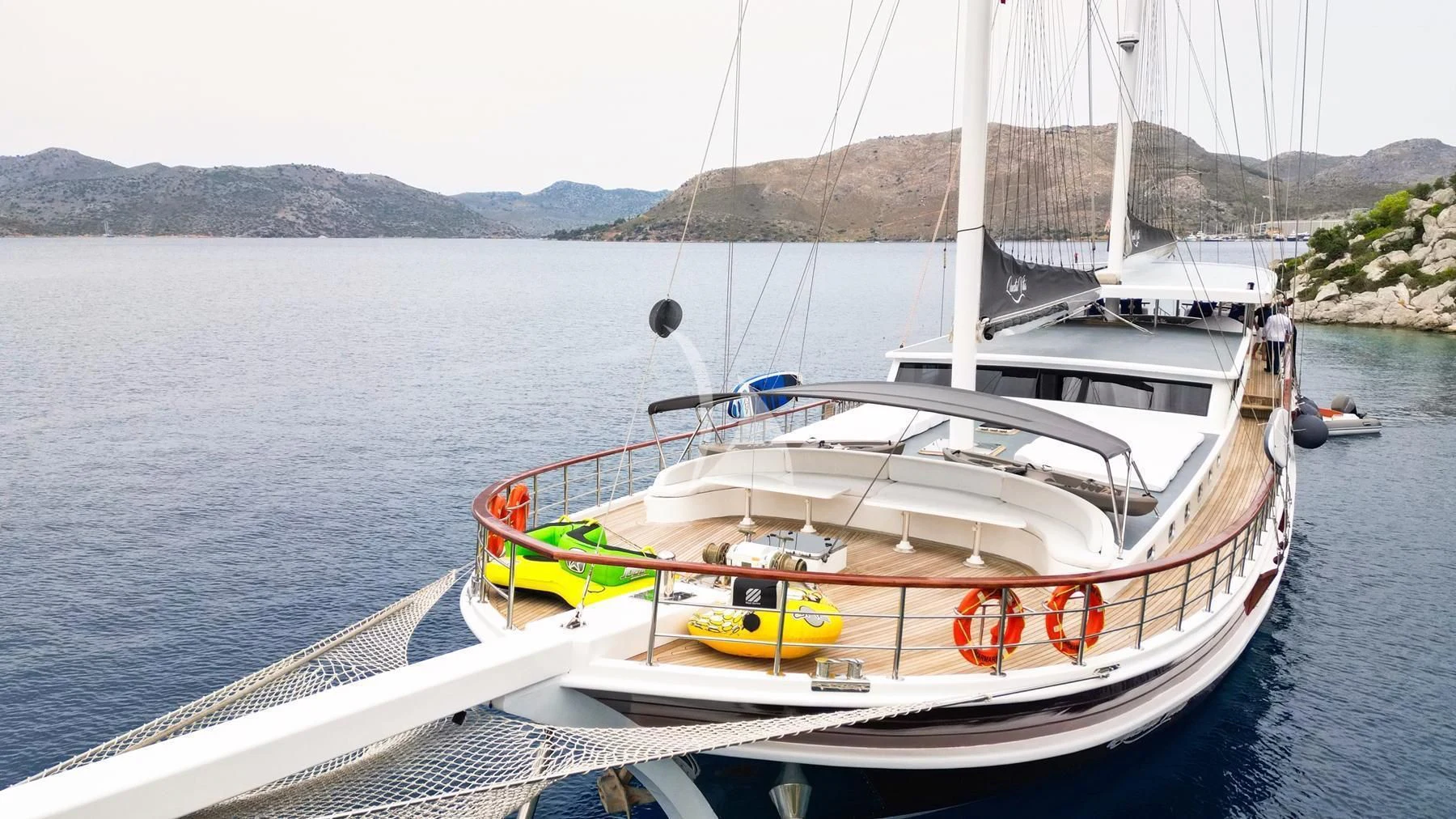 a boat on the water aboard QUESTA VITA Yacht for Sale