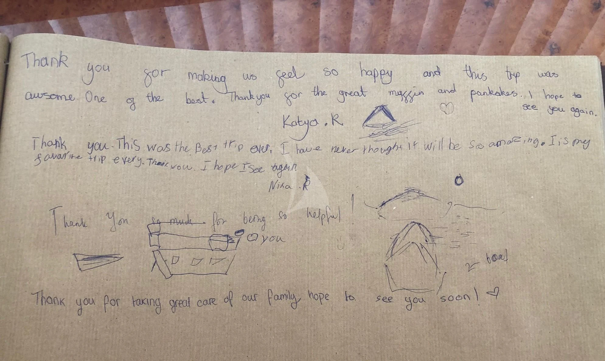 a piece of paper with writing aboard JAUNI Yacht for Sale