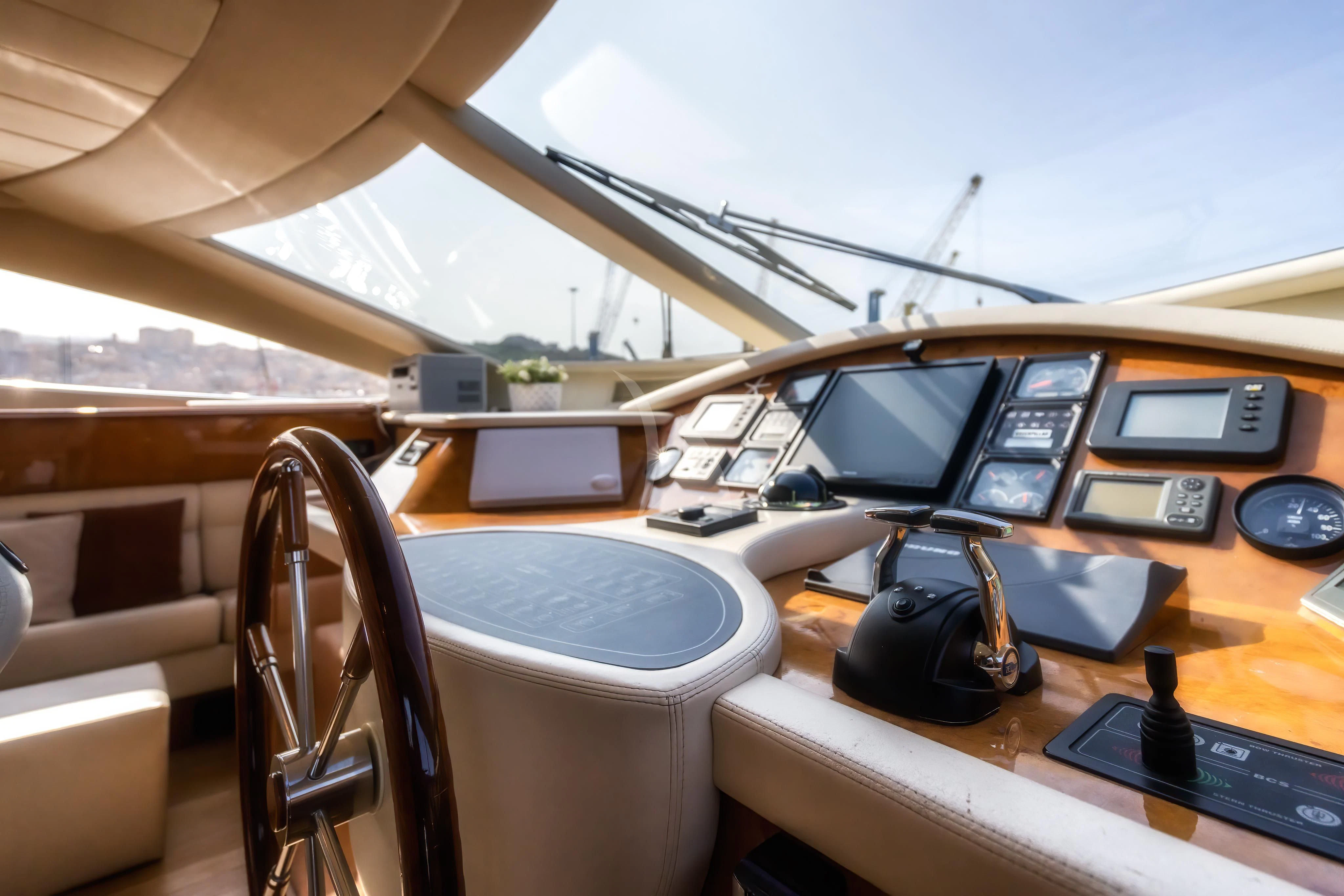 inside of a car aboard JAUNI Yacht for Sale