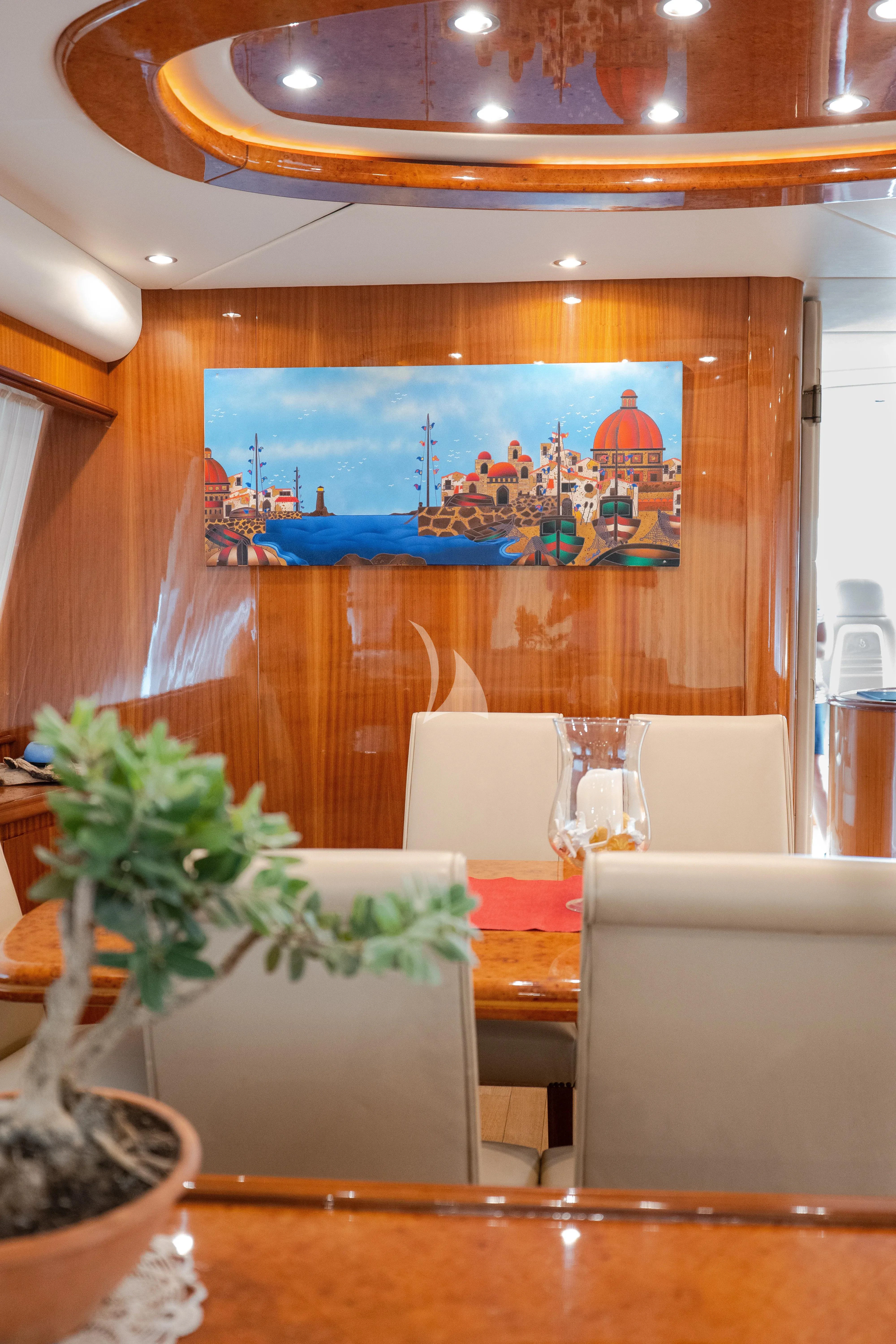 a room with a large screen aboard JAUNI Yacht for Sale