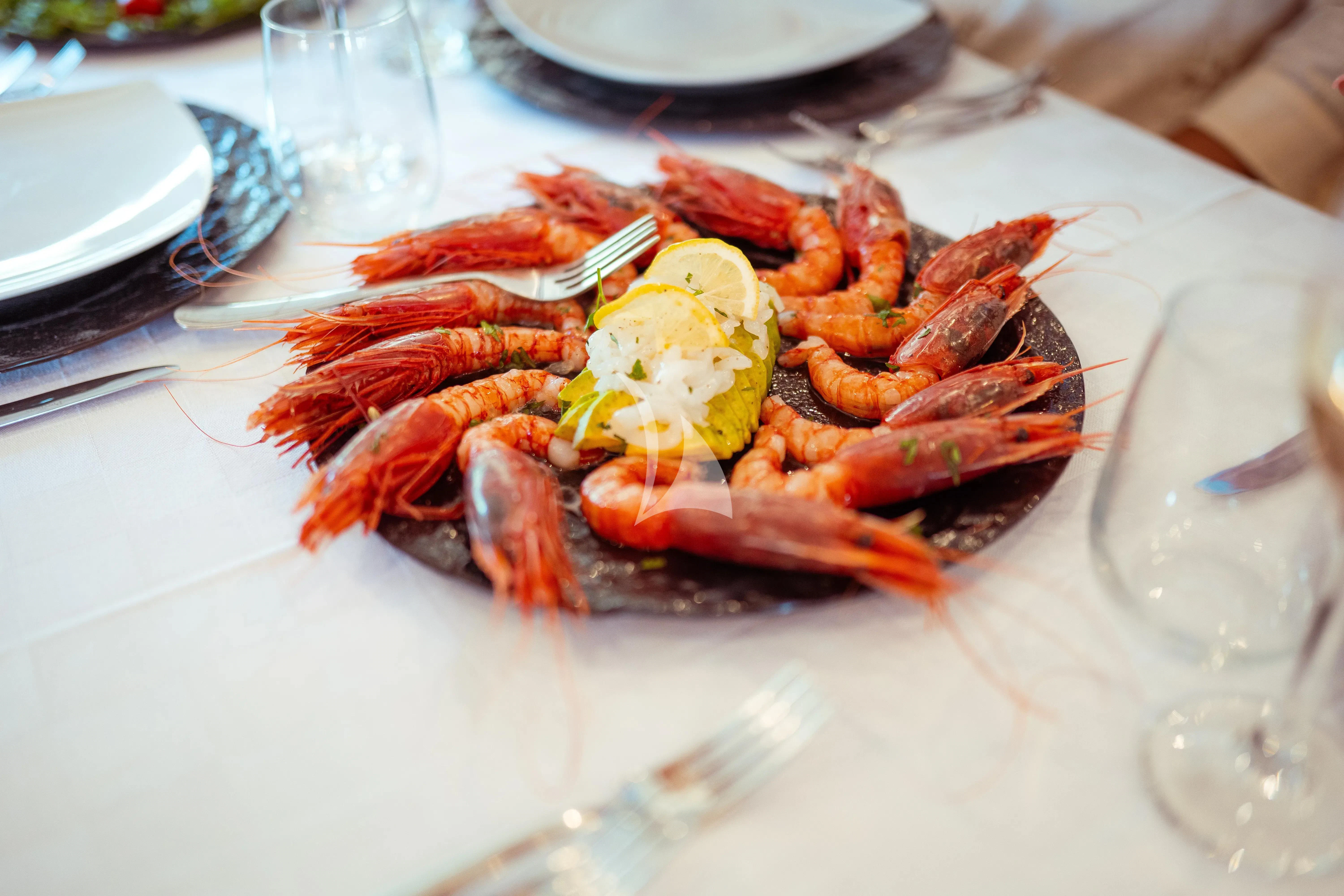 lobster on a plate aboard JAUNI Yacht for Sale