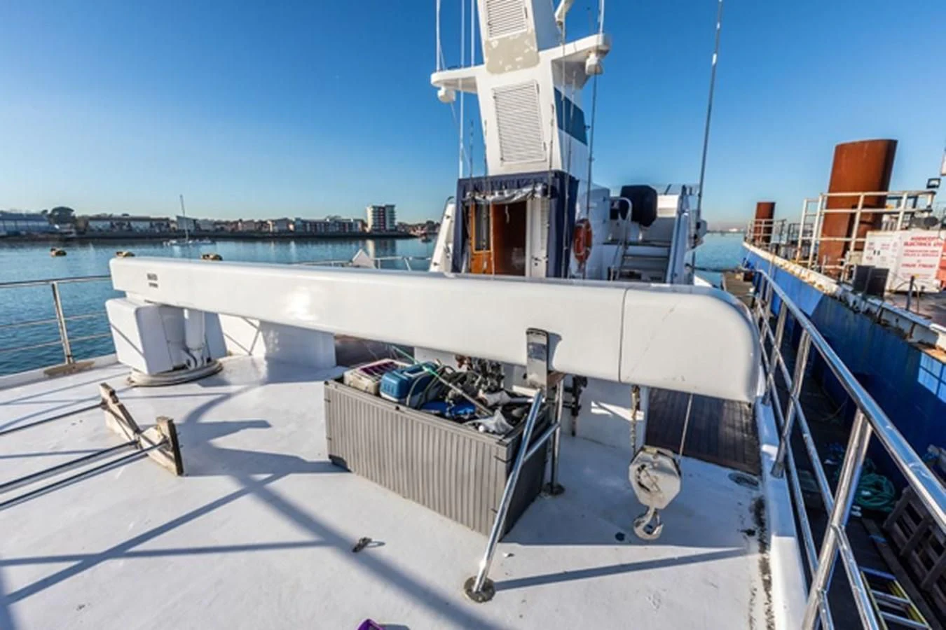 a boat on a dock aboard HISTORY Yacht for Sale