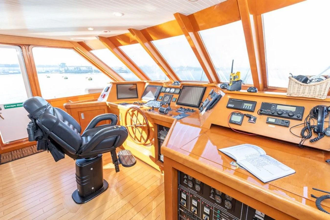 a chair in a room aboard HISTORY Yacht for Sale