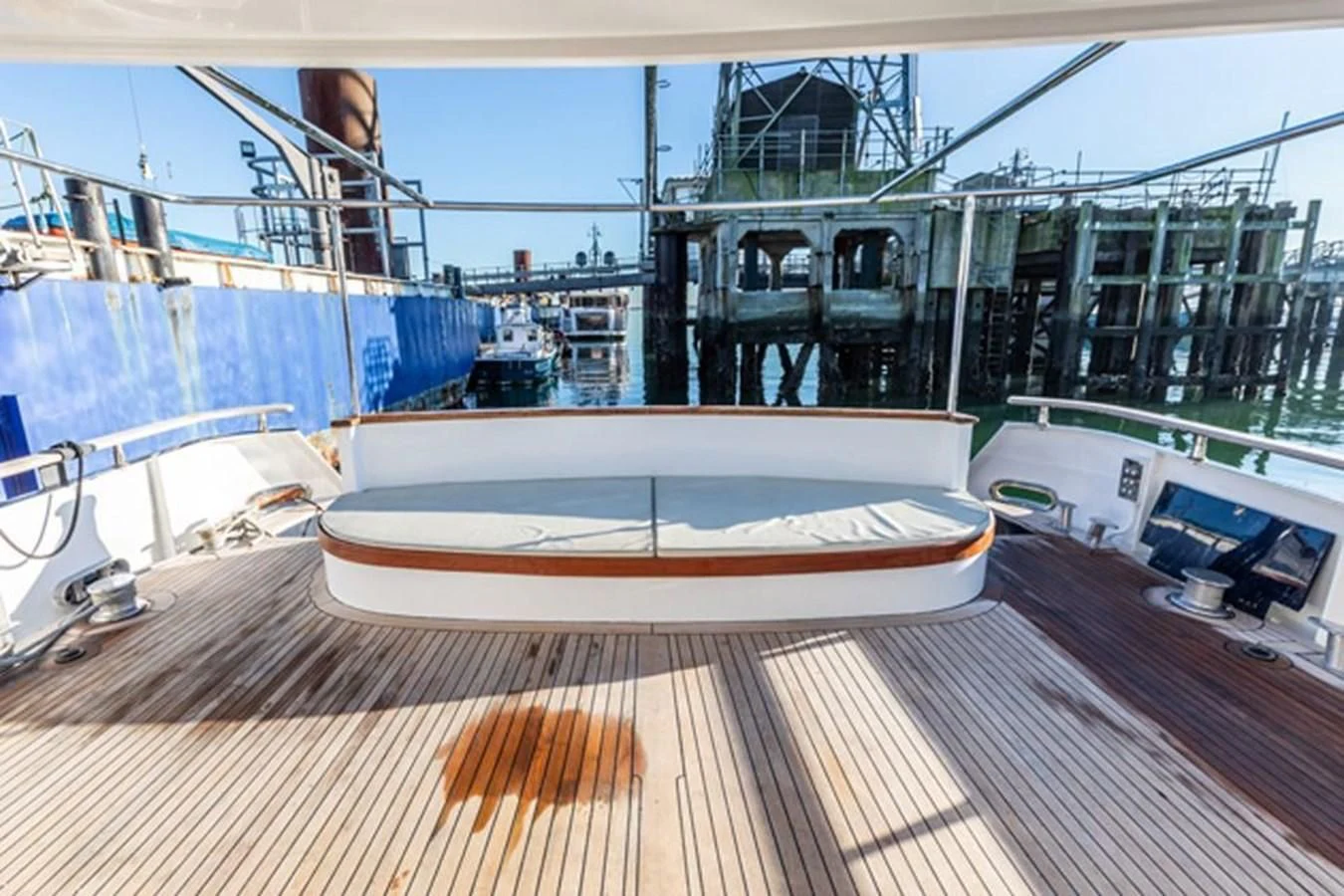 a boat on a deck aboard HISTORY Yacht for Sale