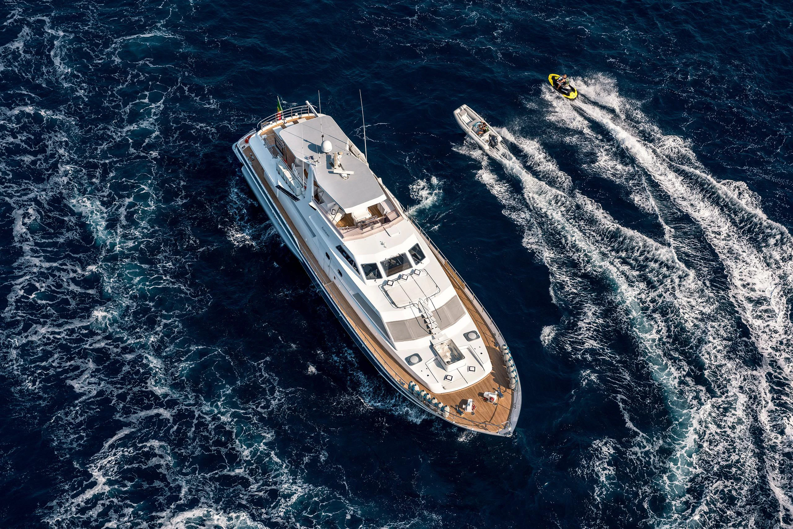 a high angle view of a ship aboard ANTISAN Yacht for Charter