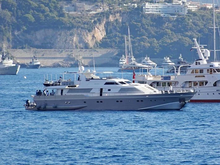 a group of boats in the water aboard ANTISAN Yacht for Charter