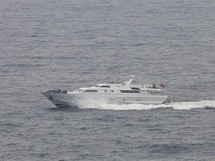 a white yacht in the sea aboard ANTISAN Yacht for Charter