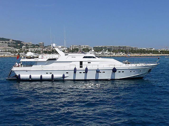a white boat in the water aboard ANTISAN Yacht for Charter